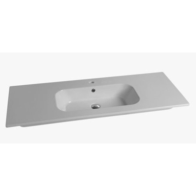 Nemo Spring Nubes tablet - 121x46.5x17cm - porselein - 1 wastafel - met kraangat - overloop - Cettina - hoogglans