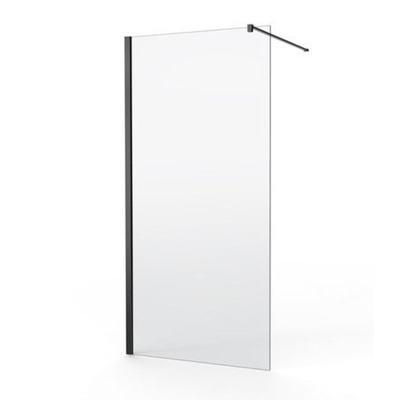 Nemo Spring Walk-In vaste wand - 140x200cm - 8mm helder - glas - easyclean - veiligheidsglas - omkeerbaar - stabilisatiestang 120cm - inloopdouche
