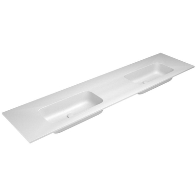 Nemo Stock Fin by Falper - 200.5x50.5x14.3cm - geintegreerde tablet - twin - met 2 wastafels - ceramilux - afvoergat - zonder overloop - kraangat - meubelwastafel - Collection - Van Marcke