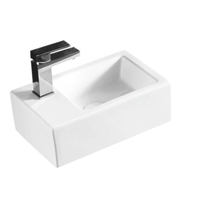 Nemo Spring Sula Lavabo compact - rectangulaire - 37x23.5cm - P4.5cm - trou de robinet à gauche D3.5cm - sans trop-plein - sans bonde de vidage - porcelaine blanc