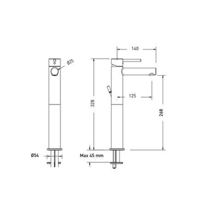 Nemo Spring Sirolo mitigeur de lavabo monocommande surélevé montage monotrou avec bec fixe chrome avec disques céramiques 5,7 l/min