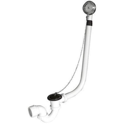 Go by Van Marcke garniture de baignoire avec bonde en caoutchouc et chaînette pour baignoires standard avec ouverture d'évacuation D 52 mm avec rosace chromée avec raccord D 40 mm