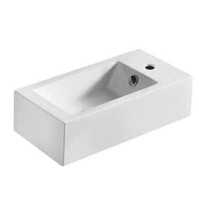 Nemo Spring Vigo handwasbakje - 25x50x14.5cm - porselein - wit - rechthoekig - voorgeboord kraangat rechts