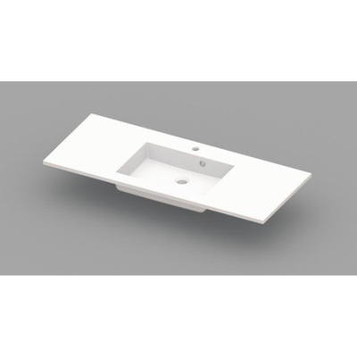 Nemo Spring Coste plan-vasque avec 1 vasque encastrée centrale 1200 x 500 x 200 mm avec trop-plein marbre de synthèse blanc