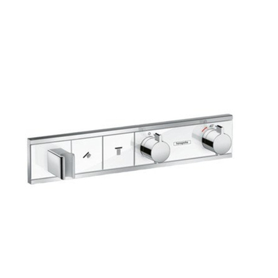 Hansgrohe Rainselect Afbouwdeel - voor inbouw douchekraan - thermostatisch - voor 2 functies - met handdouchehouder - 45.6x90cm wit/chroom - thermostaat - wit chroom