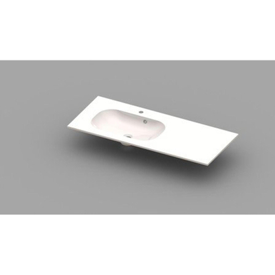 Nemo Spring Ovum 2.0 geïntegreerde tablet - 120x50x20cm - met 1 verzonken wastafel links - afvoergat D 45mm - voorgeboord kraangat 35 - overloop - 20 meubelwastafel - wit kunstmarmer