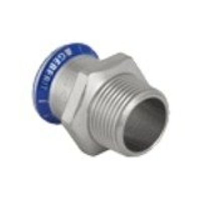 Geberit Mapress rvs puntstuk RVS 316 buitendraad 3/4"bux22mm - rvs