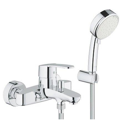 Grohe Eurostyle Cosmopolitan Badkraan - met omstel - met koppelingen - met doucheset - chroom/wit