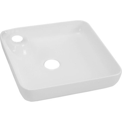 GO by Van Marcke Fontana lavabo à poser carré 400 x 400 x 125 mm porcelaine avec trou pour robinet blanc