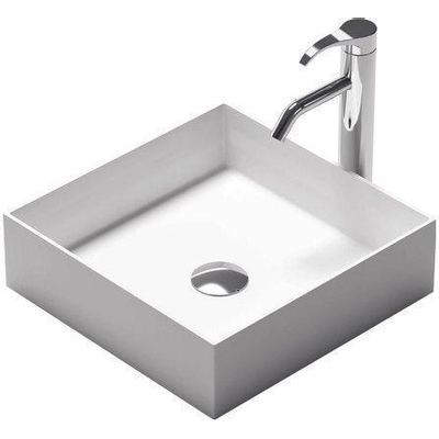 Nemo Stock Java Style lavabo à poser carré 38x38x11cm solid surface blanc mat