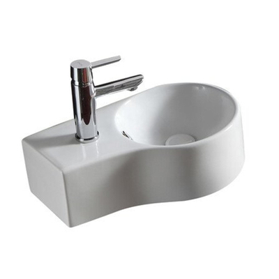 Nemo Spring Bali II handwasbakje - 44x27.5cm - wandmontage - porselein - wit - afvoergat D45mm - doorgestoken kraangat links D35