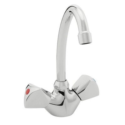 Nemo Start Riga mitigeur de lavabo à deux poignées montage monotrou sur lavabo avec bec mobile vidage avec chaîne chrome