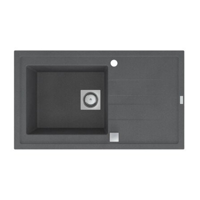 GO by Van Marcke Molto inbouwspoeltafel composiet met 1 bak met afdruip 86x50cm met vierkante manuele plug omkeerbaar grijs