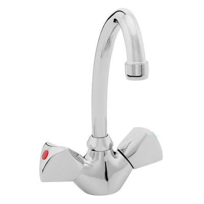 Nemo Start Riga mitigeur de cuisine à deux poignées montage monotrou sur évier avec bec mobile chrome