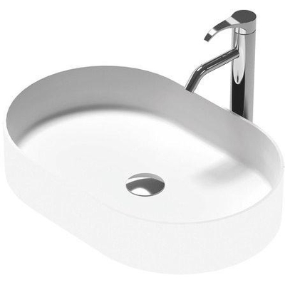 Nemo Stock Java Style lavabo à poser ovale 580 x 380 x 110 mm solid surface mélange de résine de polyester et minéraux naturels blanc mat