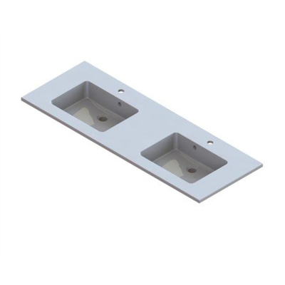 Nemo Start Taz lavabo-plan en marbre minéral 1400x500 mm blanc avec trop-plein profondeur des cuves 111 cm 2 trous de robinet D35 mm épaisseur tablette 2 cm