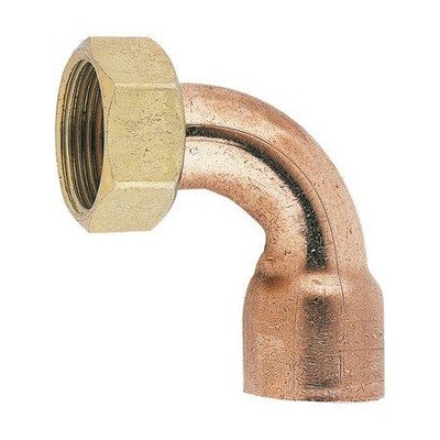 Kraagstuk gebogen met moer rood koper D buis 14 mm 12