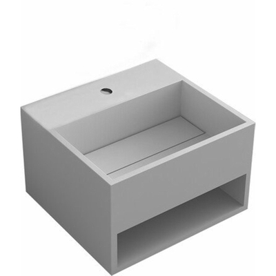 Nemo Stock Collection Java Style kubus handwasbakje - 33x33cm - met plank - mineraalcomposiet - wit mat