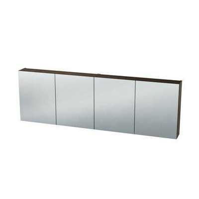 Nemo Spring Nebulo spiegelkast - 200x65x17.8cm - 4 deuren - glazen leggers - met stopcontact - zonder schakelaar - Carini Walnut Natur