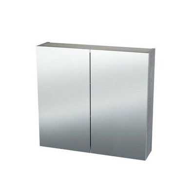 Nemo Spring Nebulo luxe spiegelkast - 60x65x17.8cm - 1 dubbelzijdige spiegeldeur - glazen leggers - met stopcontact - zonder schakelaar - Raw Concrete