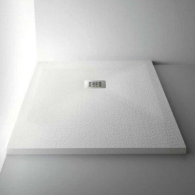 Nemo Spring Trendy receveur de douche 90x90x3cm Pietrablu blanc antidérapant antibactérien résistant aux rayons UV avec bonde et plaque de recouvrement blanche