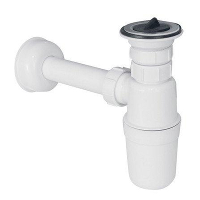Go by Van Marcke siphon pour lavabo avec bouchon blanc 5/4 x D32 avec tube d'évacuation