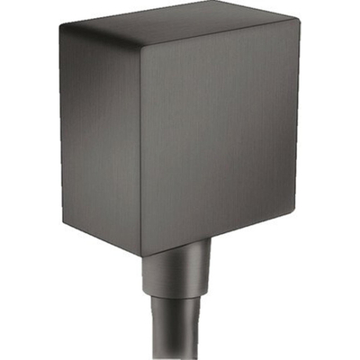 Hansgrohe Fixfit Square muuraansluitbocht - met terugslagklep - hoogglans zwart chroom