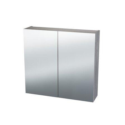 Nemo Spring Nebulo spiegelkast - 60x65x17.8cm - 1 deur - glazen leggers - met stopcontact - zonder schakelaar - enkelzijdige spiegeldeur - Raw Concrete