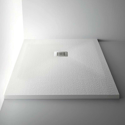 Nemo Spring Trendy receveur de douche 90x90x3cm Pietrablu blanc antidérapant antibactérien résistant aux rayons UV avec bonde et plaque de recouvrement blanche