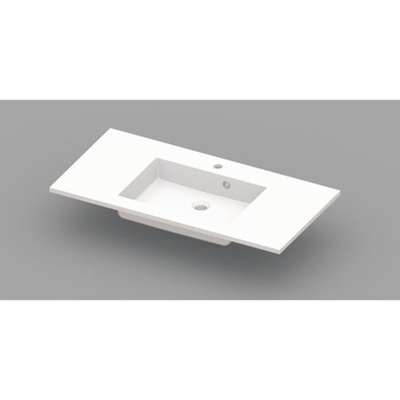 Nemo Spring Coste geïntegreerde tablet - 100x50x20cm - met 1 verzonken wastafel - afvoergat D 45mm - voorgeboord kraangat 35 - overloop - meubelwastafel - wit kunstmarmer