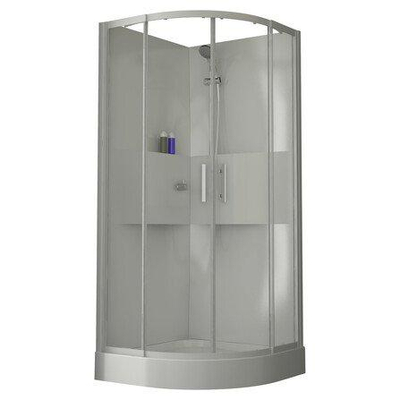 Nemo Start Lilou Basis hoekinstap - 90x90cm - douchecabine polystyreen dikte 4mm glanzend - met schuifdeuren 2 delen - 5mm + - 6mm - veiligheidsglas - kwartrond - douchetub acryl - wit/helder - omkeerbaar - douchebak wit profiel - helder