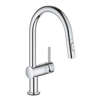 GROHE Minta Touch Robinet électrique avec bec C rotatif et mousseur extractible Dual Spray pile 6V chrome