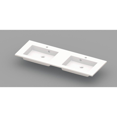 Nemo Spring Coste lavabo-plan de toilette 1400 x 500 x 200 mm avec 2 trous d'évacuation D 45 mm 2 trous de robinet avec trop-pleins marbre composite blanc