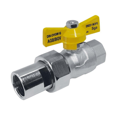 Go by Van Marcke robinet à boisseau sphérique pour gaz naturel et LPG + raccord 1/2F x 1/2FR chrome mat