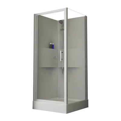 Nemo Start Lilou Basis draaideur - 90x90cm - douchecabine in polystyreen dikte 4mm glanzend - met zijwand 1 deel - 6mm - veiligheidsglas - douchetub acryl - wit/helder - omkeerbaar - douchebak wit profiel - helder