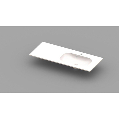 Nemo Spring Ovum 20 lavabo-plan de toilette droit 1200 x 500 x 200 mm avec trop-plein marbre de synthèse blanc