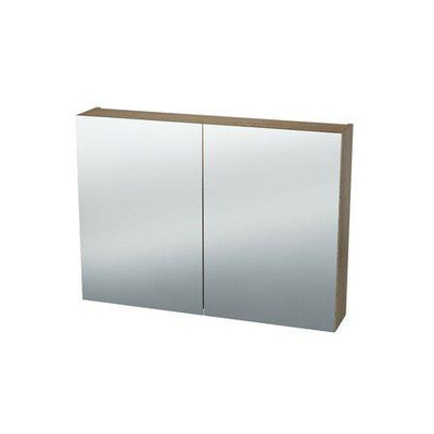 Nemo Spring Nebulo luxe spiegelkast - 80x65x17.8cm - 2 dubbelzijdige spiegeldeuren - glazen leggers - met stopcontact - zonder schakelaar - Riverside Oak Hell