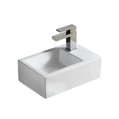 Nemo Spring Sula lave-mains - rectangulaire - 37x23.5cm - montage mural - trou de robinet à droite - diamètre 3.5cm - porcelaine blanc