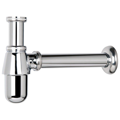 Nemo Skill fleshevel - voor wastafel - met afvoerbuis - 250mm - 6/4" x D 40 - zonder afvoerplug - sifon - chroom