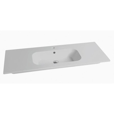 Nemo Spring Nubes tablette en porcelaine 1 lavabo avec trou de robinet avec trop-plein 1210 x 465 x 170 mm blanc mat