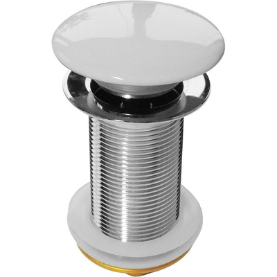 Go by Van Marcke bonde de lavabo design fermable chromée avec capuchon de recouvrement en porcelaine blanche 5/4