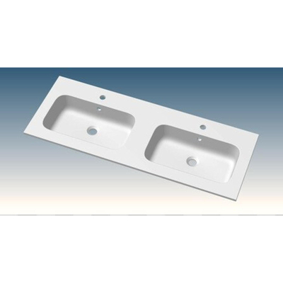 Go by Van Marcke Paco lavabo meuble 120x46x1.5cm 2 vasques intégrées 2 trous de robinet marbre de synthèse blanc mat