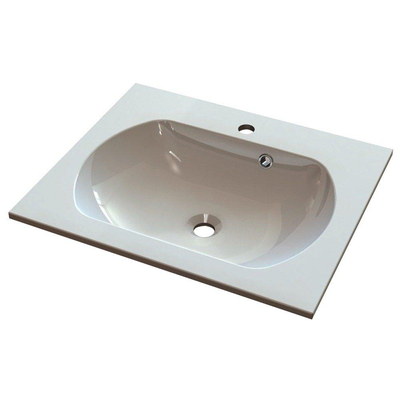 Nemo Start Neva Plan lavabo pour meuble 60x50x1.5cm avec une vasque intégrée marbre artificiel blanc