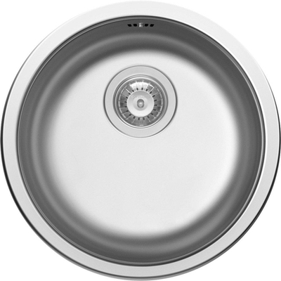 Go by Van Marcke Oberon évier 450 mm rond acier inoxydable poli siphon simple gain de place bonde avec trop-plein