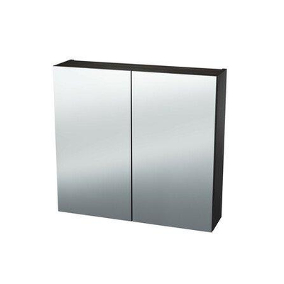 Nemo Spring Nebulo spiegelkast - 70x65x17.8cm - 2 deuren - glazen leggers - met stopcontact - zonder schakelaar - Thermo Oak Black