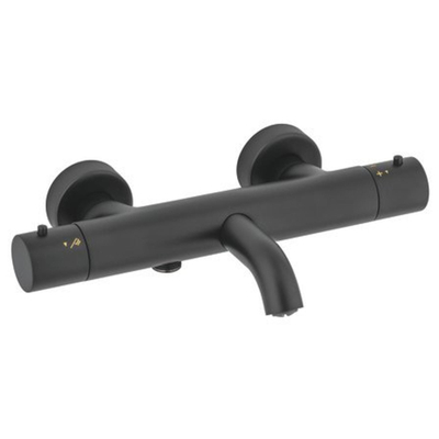 Go By Van Marcke Nero Badkraan - 28cm - thermostaatkraan - opbouw - mat zwart MET handdouche EN handdouchehouder SHOWROOMMODEL