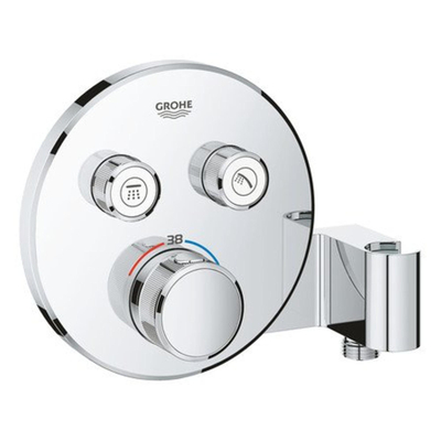 Grohe SmartControl Mitigeur thermostatique encastré - 3 boutons - support de douchette - rond - chrome