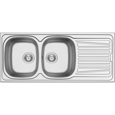 Go by Van Marcke Hypero évier - 116x50cm - avec 2 bacs - avec trop-plein - inox