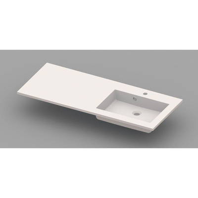 Nemo Spring Coste plan-vasque à droite 1200 x 500 x 200 mm avec trop-plein résine de marbre blanc