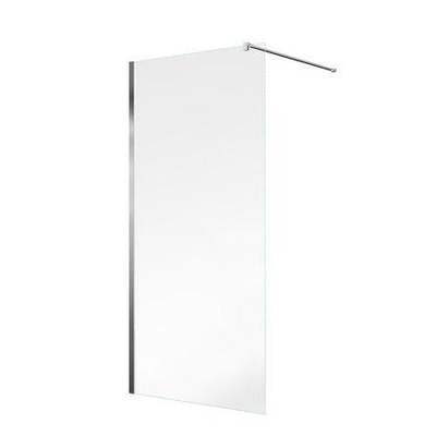 Nemo Spring Walk-In - paroi fixe - verre de sécurité clair 8 mm - easyclean - réversible - anticalcaire - 80x120 - barre de stabilisation - aluminium chromé